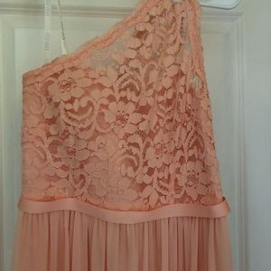 Long One Shoulder Lace Bridesmaid Dress